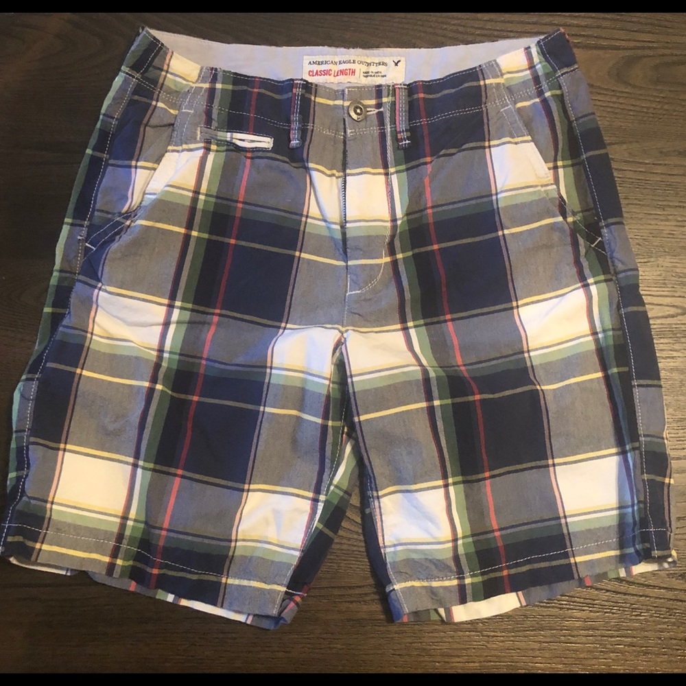 American Eagle Navy Plaid Casual shorts